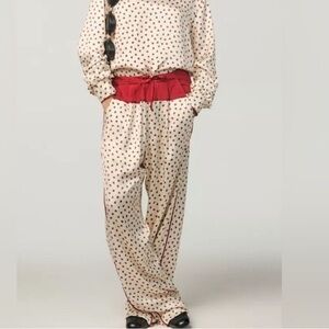NWT Zara Cream and Red Strawberry Pajama Trousers